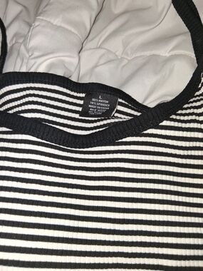 Black & White Striped Woman's Tank Maxi Dress